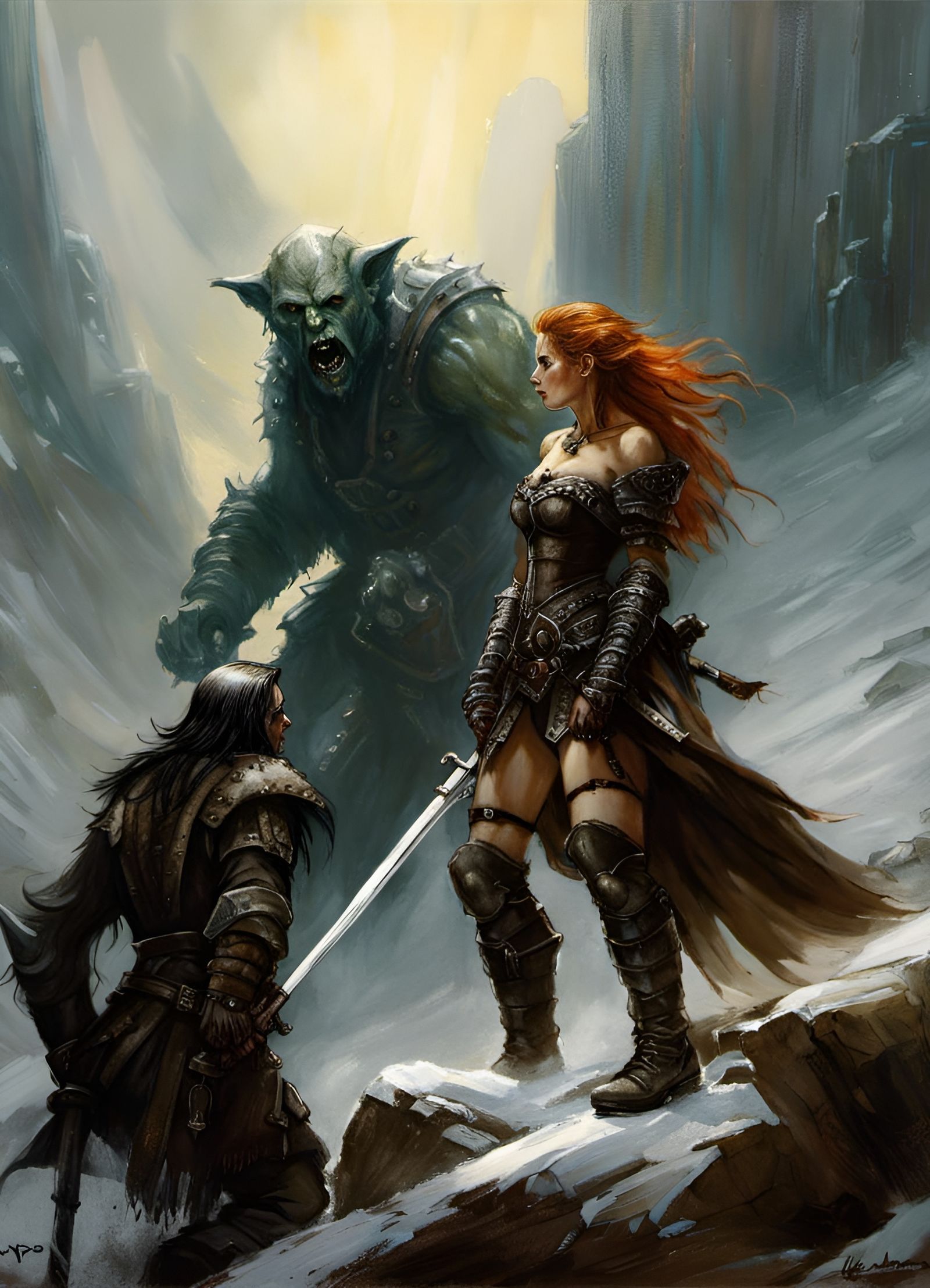 Ginger Rogue's Ambush: A Dark Fantasy Scene