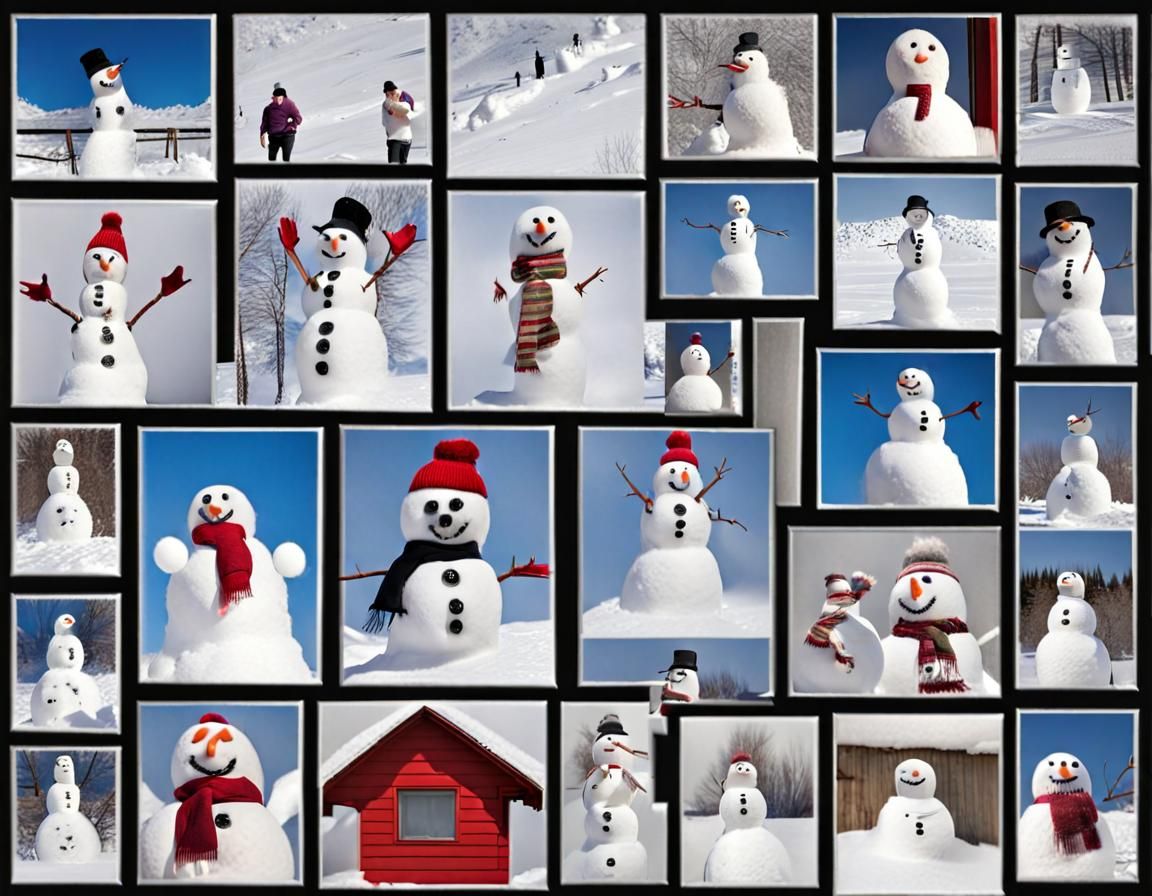 Snowmen Photo Collage: Winter Memories