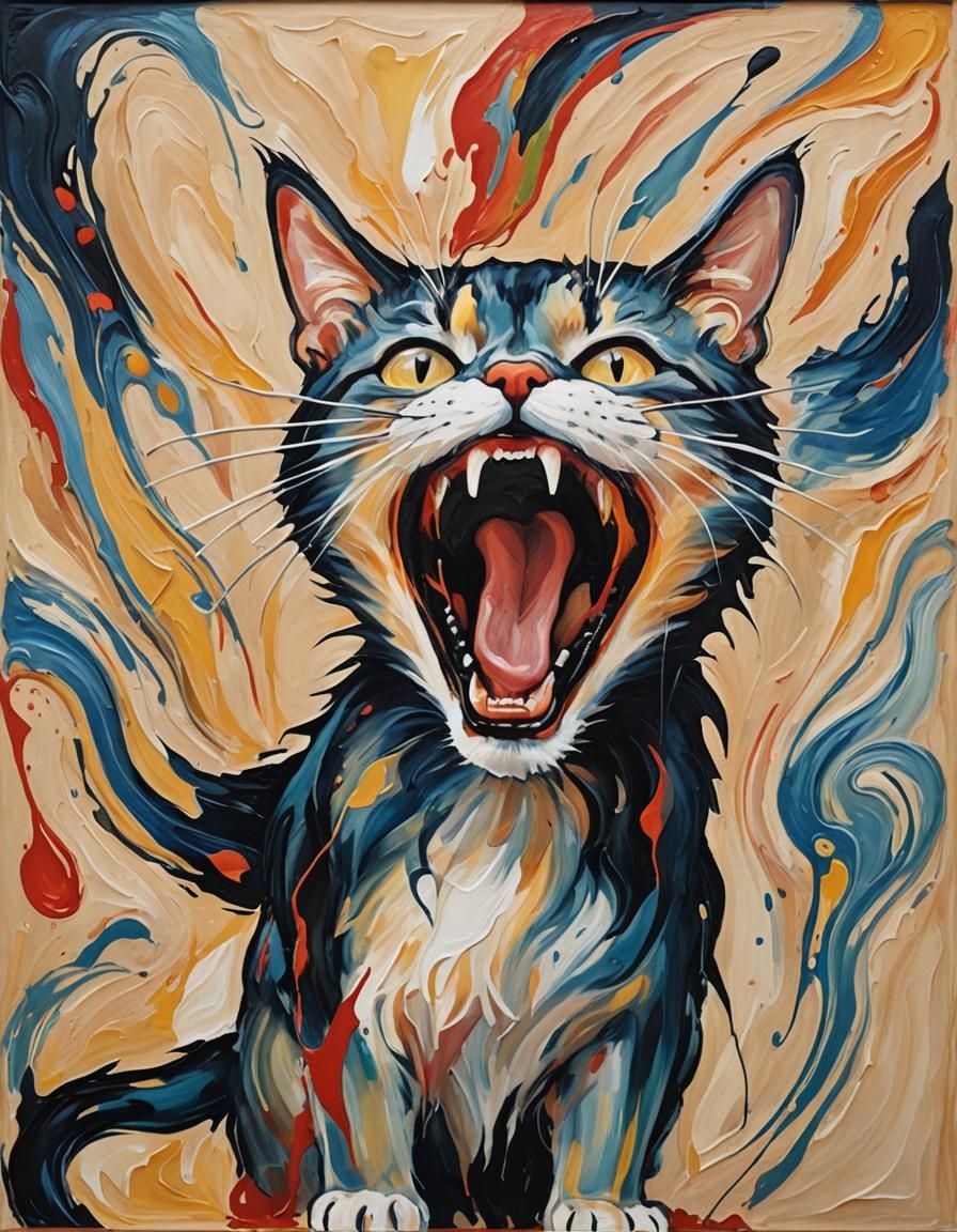 Abstract Cat Scream: Homage to Edvard Munch
