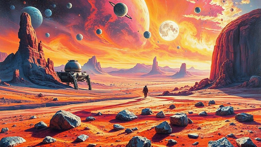 Surreal Future Life on Mars Painting
