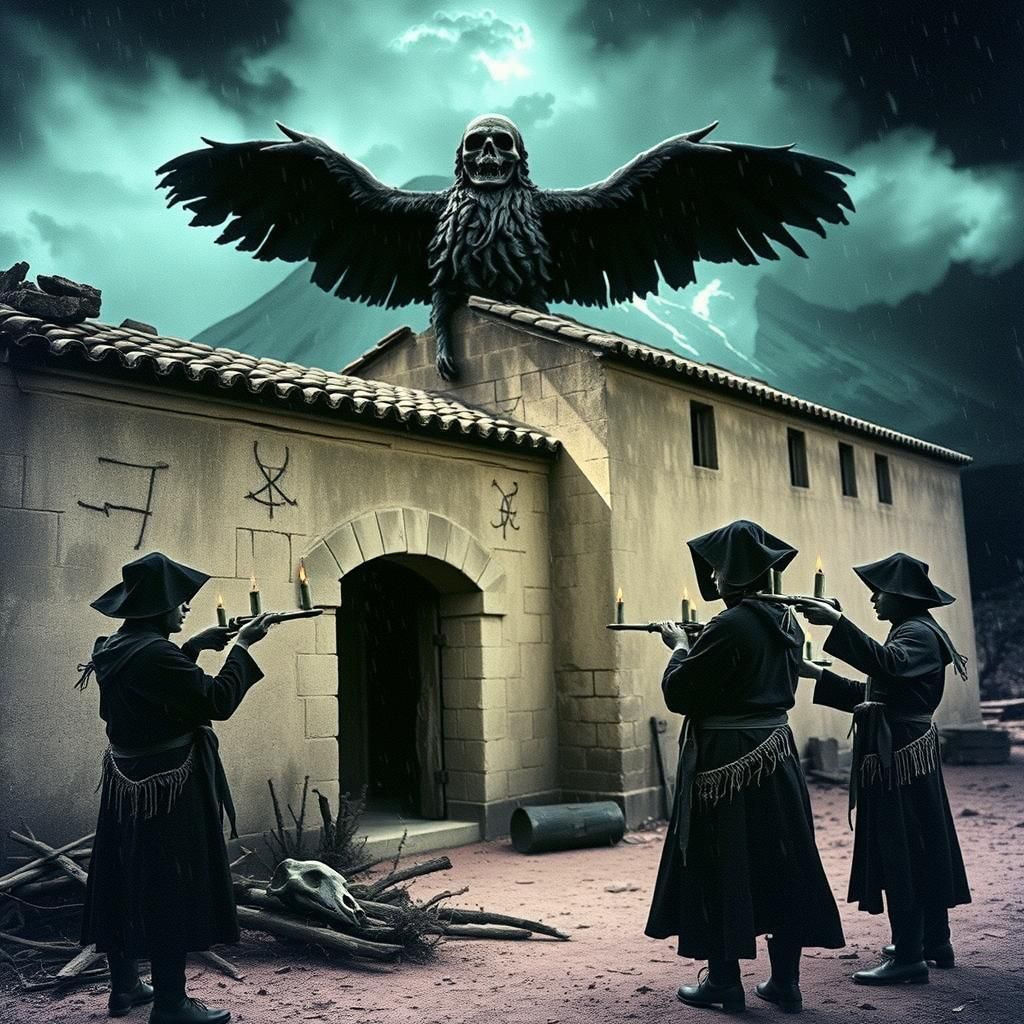 Eerie Procession Enters Abandoned Church in Vintage Style