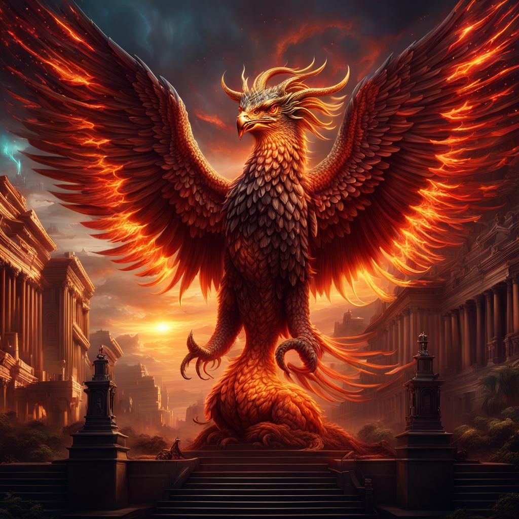 Phoenix-Medusa Hybrid in Epic Digital Matte Painting