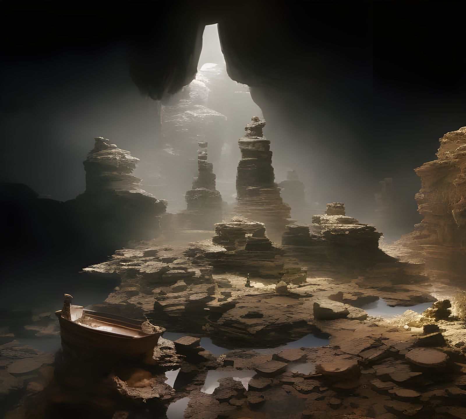 Ethereal Ancient Tomb with Burial Pod