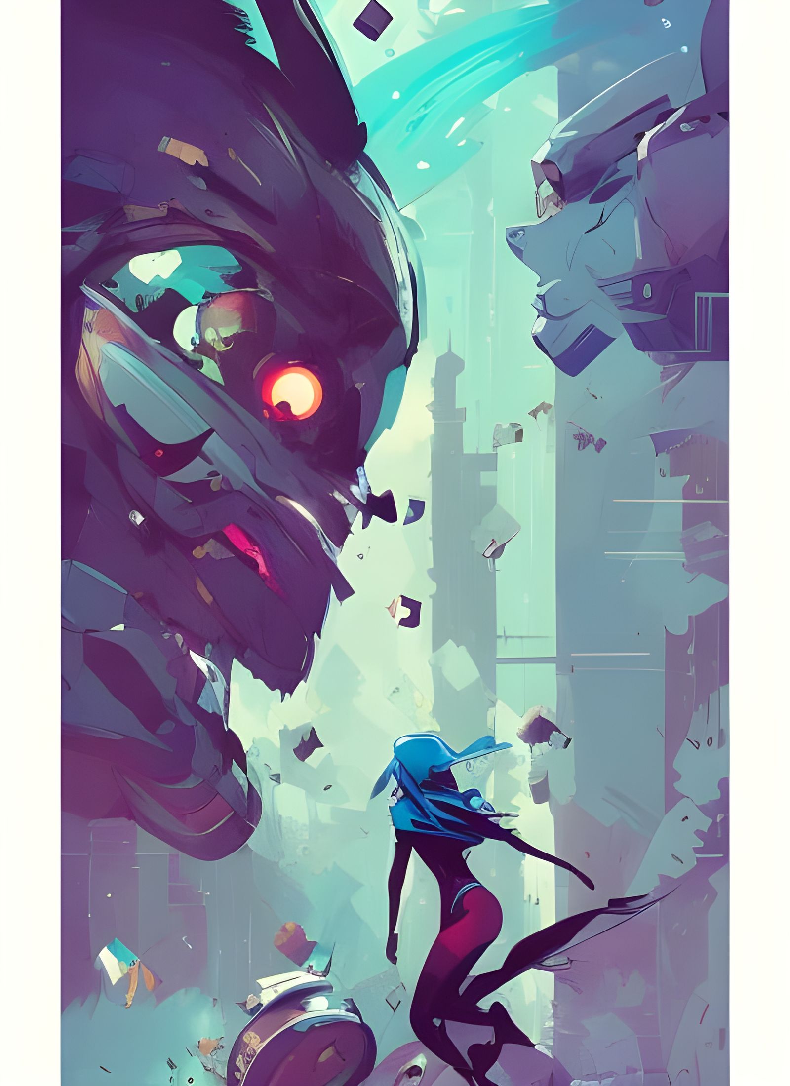 Dynamic Comic Book Hero in Composite Art Style