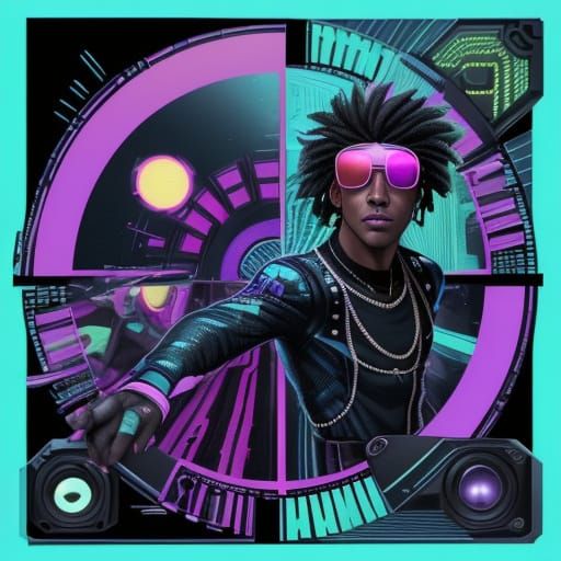 Afrofuturist Dandy Smirks in Retro Comic Style