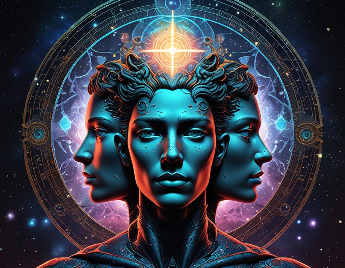 Cosmic Janus in Holographic Astral Colors