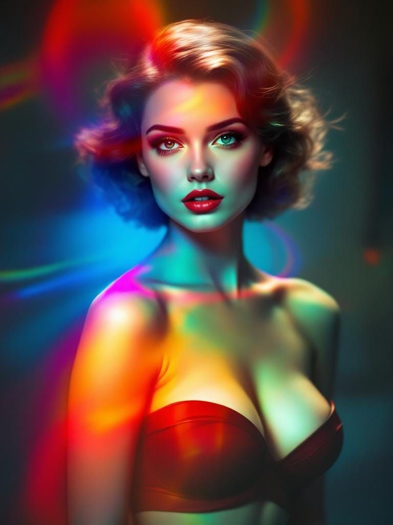 Prismatic Refraction on Vintage Pin-up Photo