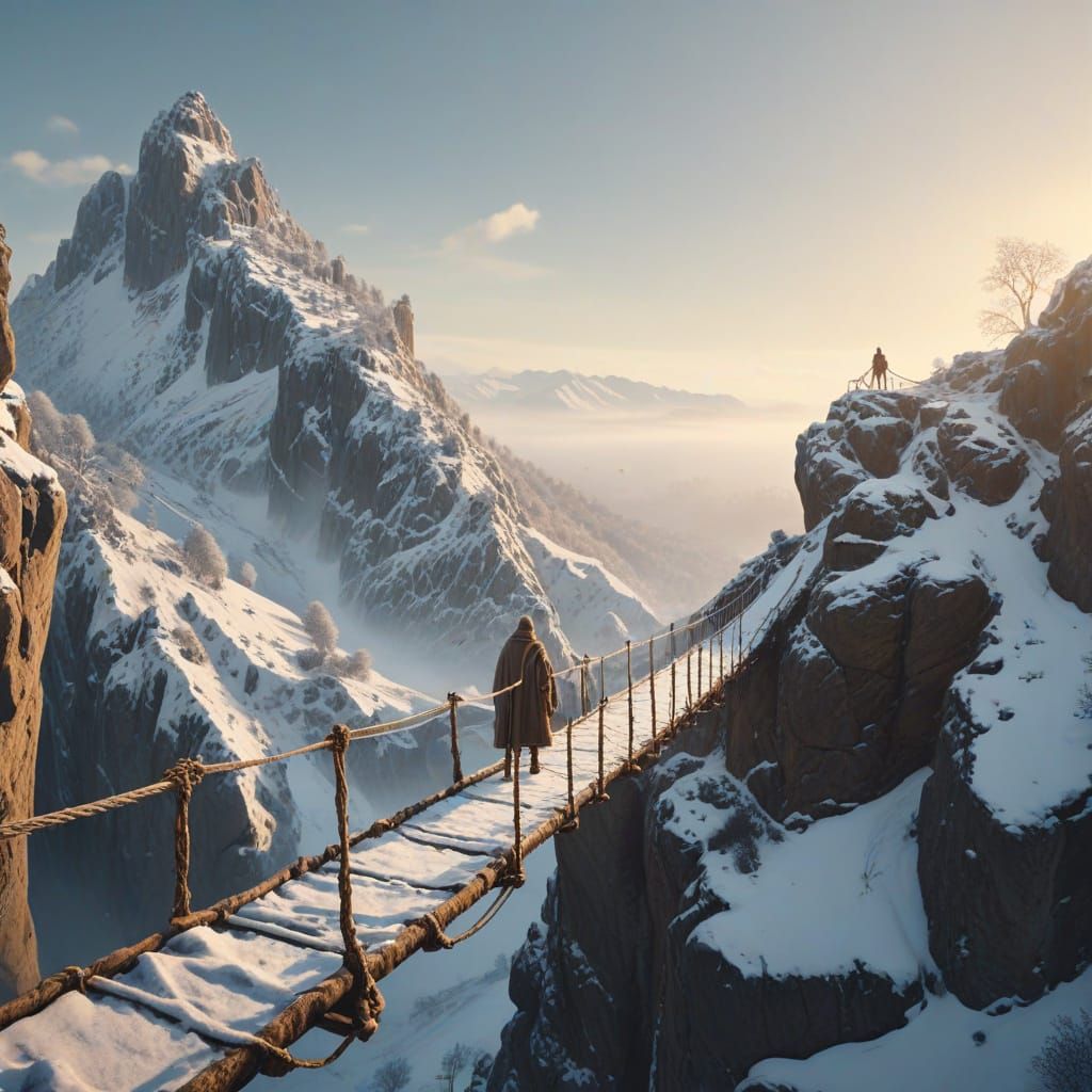Ancient Temple on Frozen Cliff, Explorers Cross Bridge