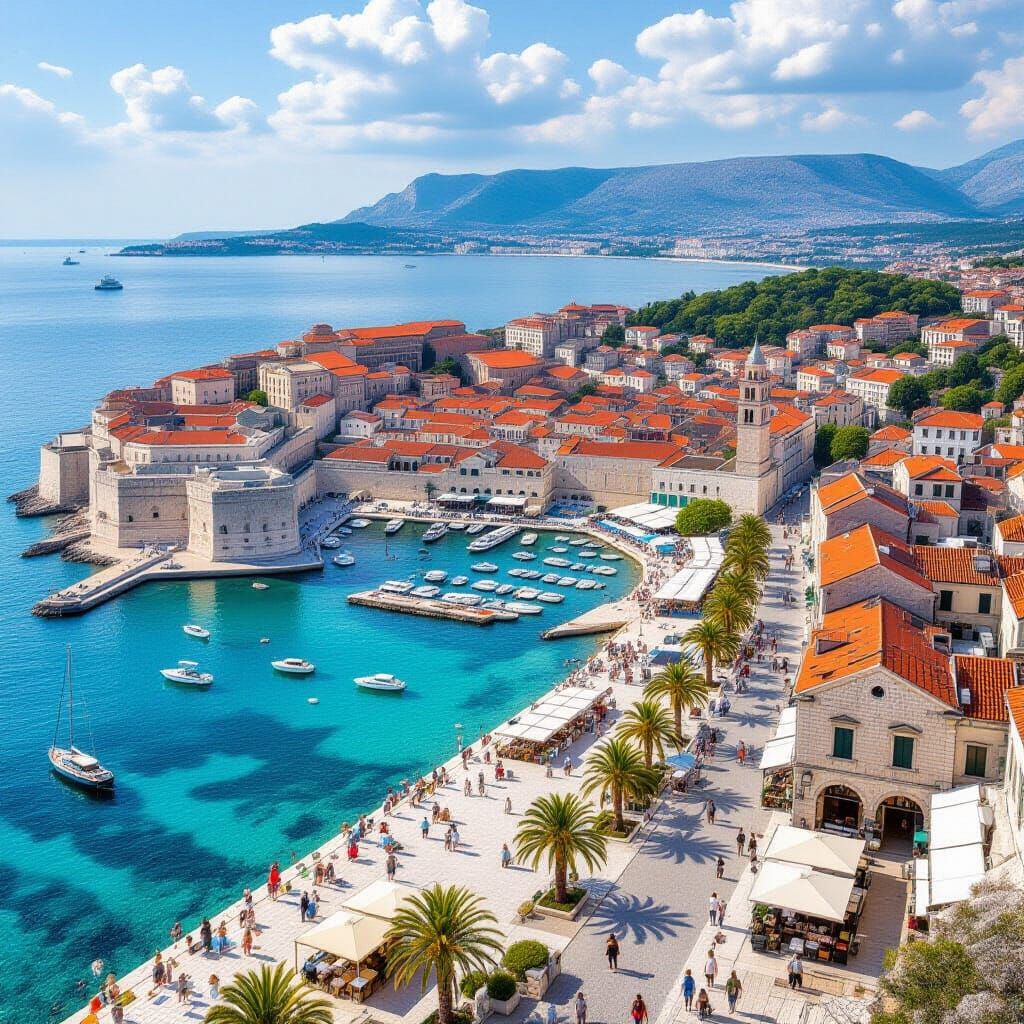 Split, Croatia: Panoramic View of Coastal City and Palace