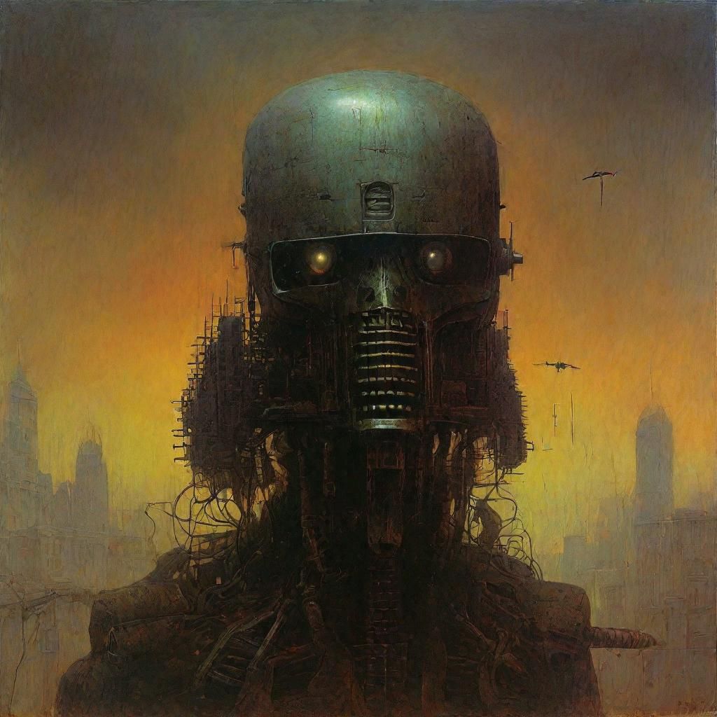 Raygun Gothic Terminator in a Beksinski Style