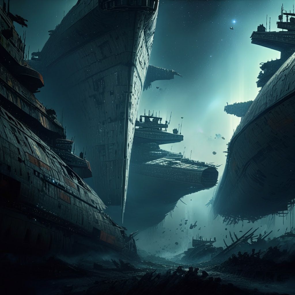 Colossal Spaceship Graveyard in Cosmic Void