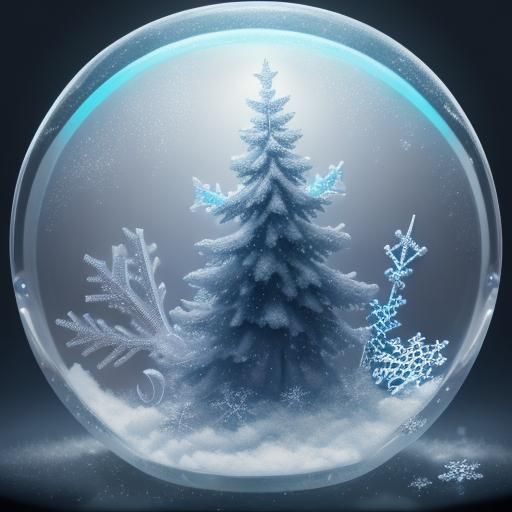 Glowing Snowflake in Winter Wonderland: Digital Art
