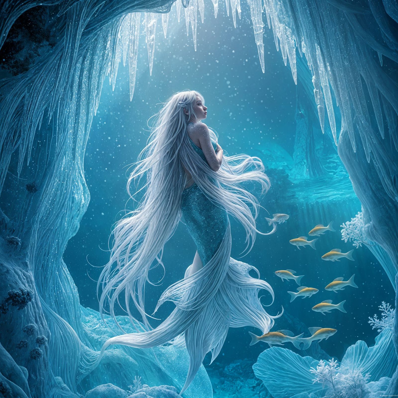 Winter Mermaid in a Frosty Wonderland