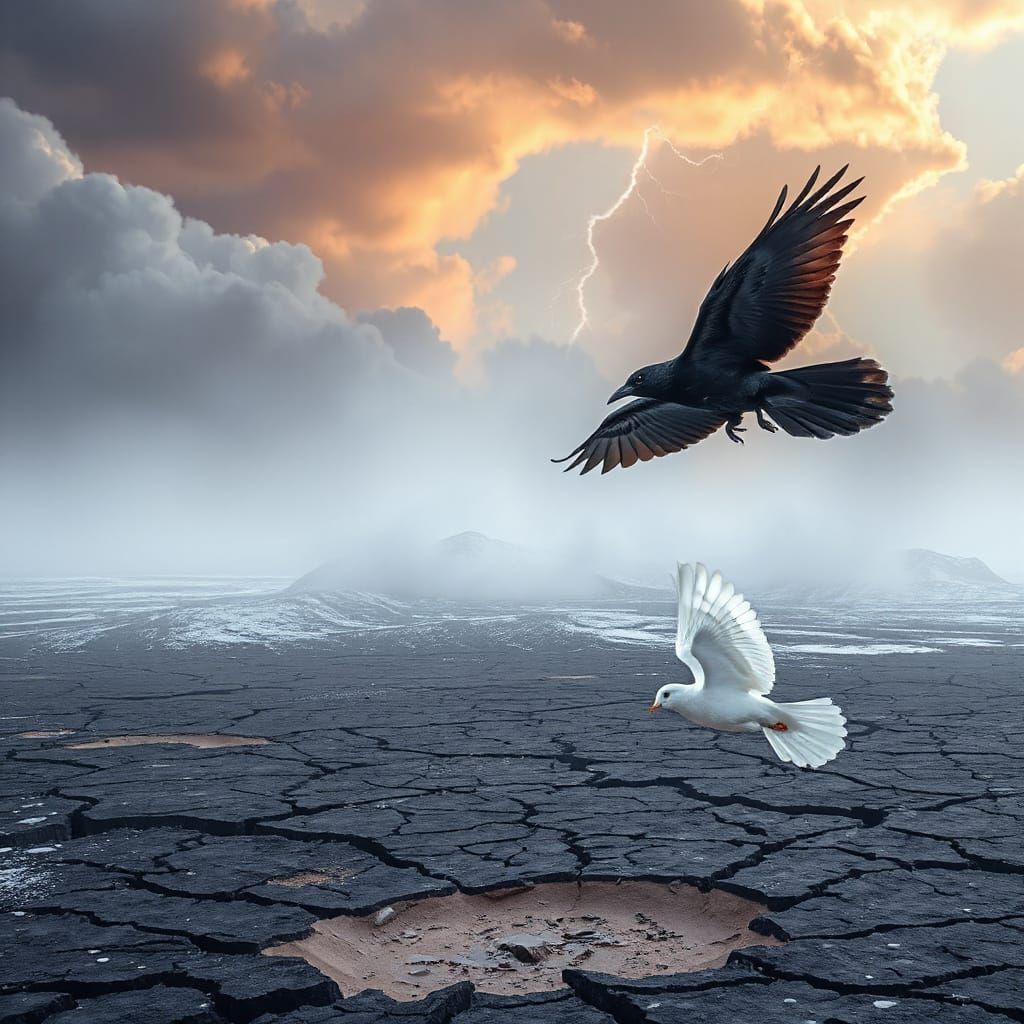 Raven and Dove in Contrasting Worlds