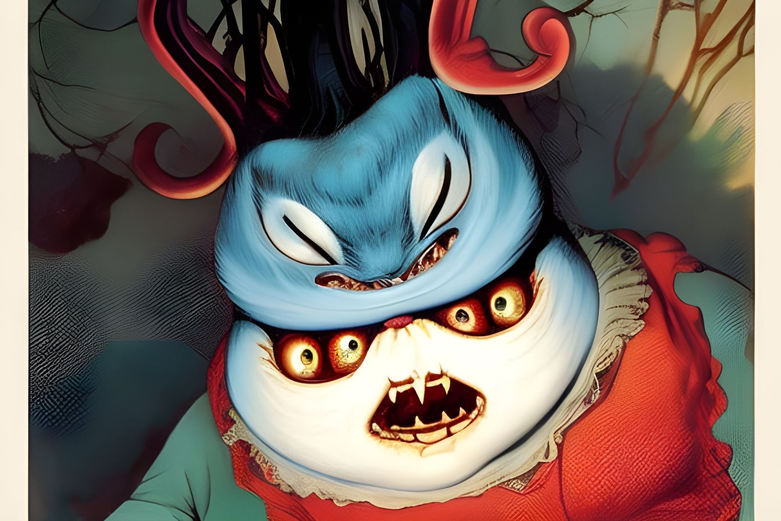 Cheshire Cat Devouring Alice: A Dark Fantasy Masterpiece