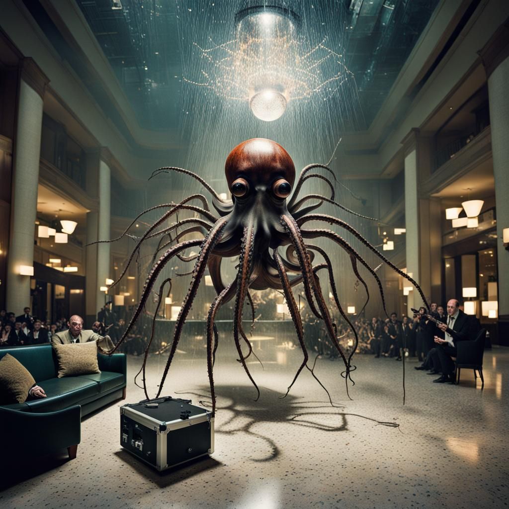 Octopus Crashes The Disco in the Hotel Lobby