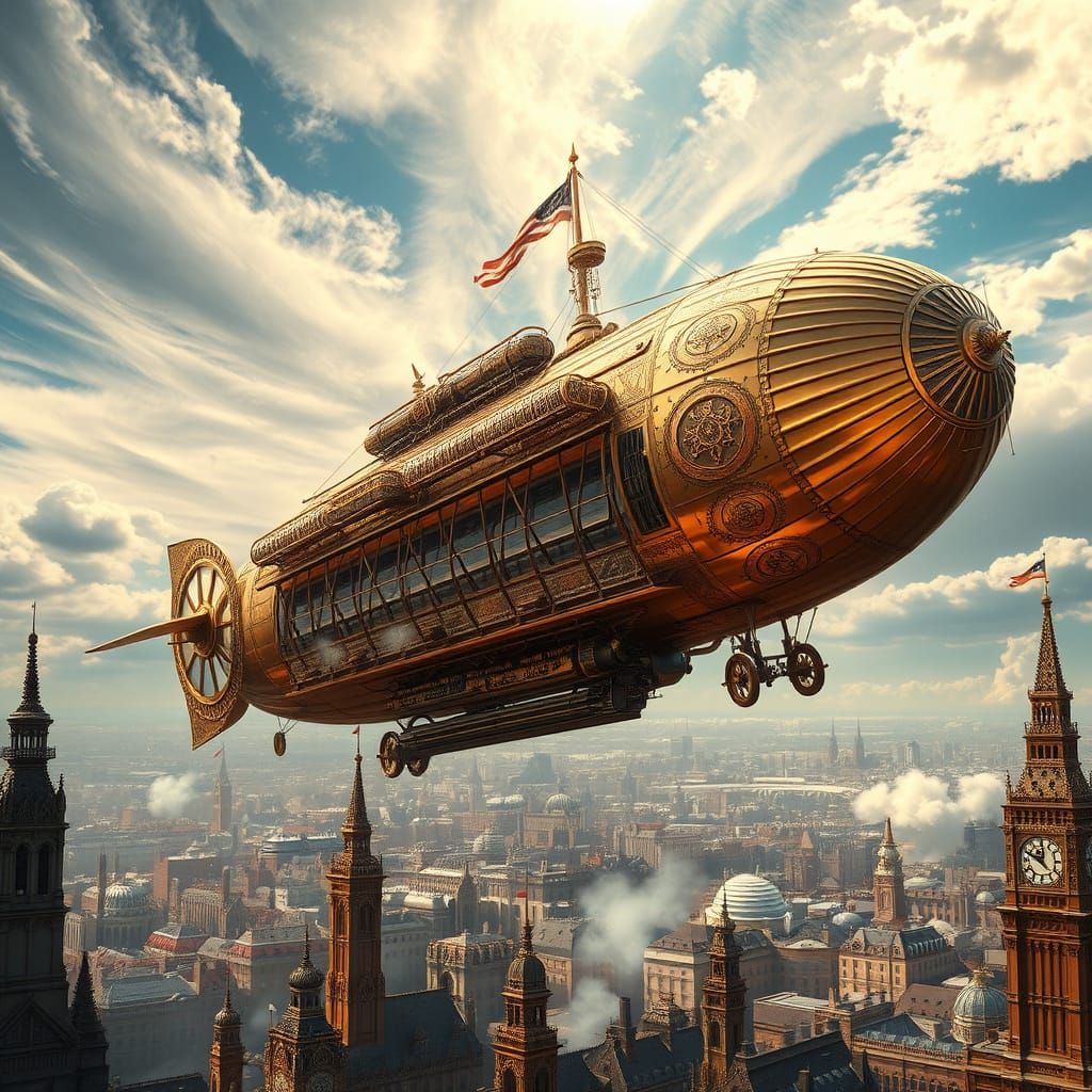 Elegant Steampunk Airship Takes Flight