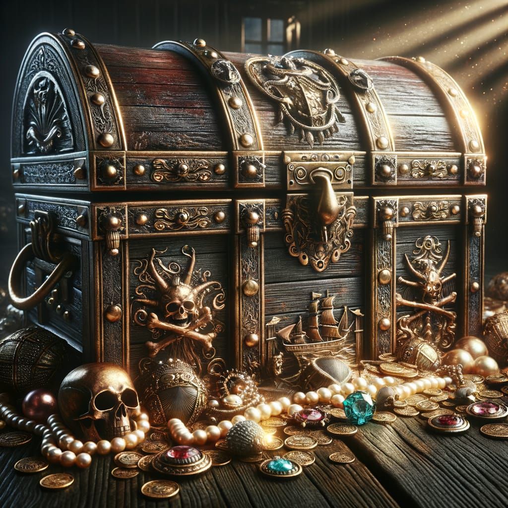 Pirate Treasure Chest Overflowing with Gold
