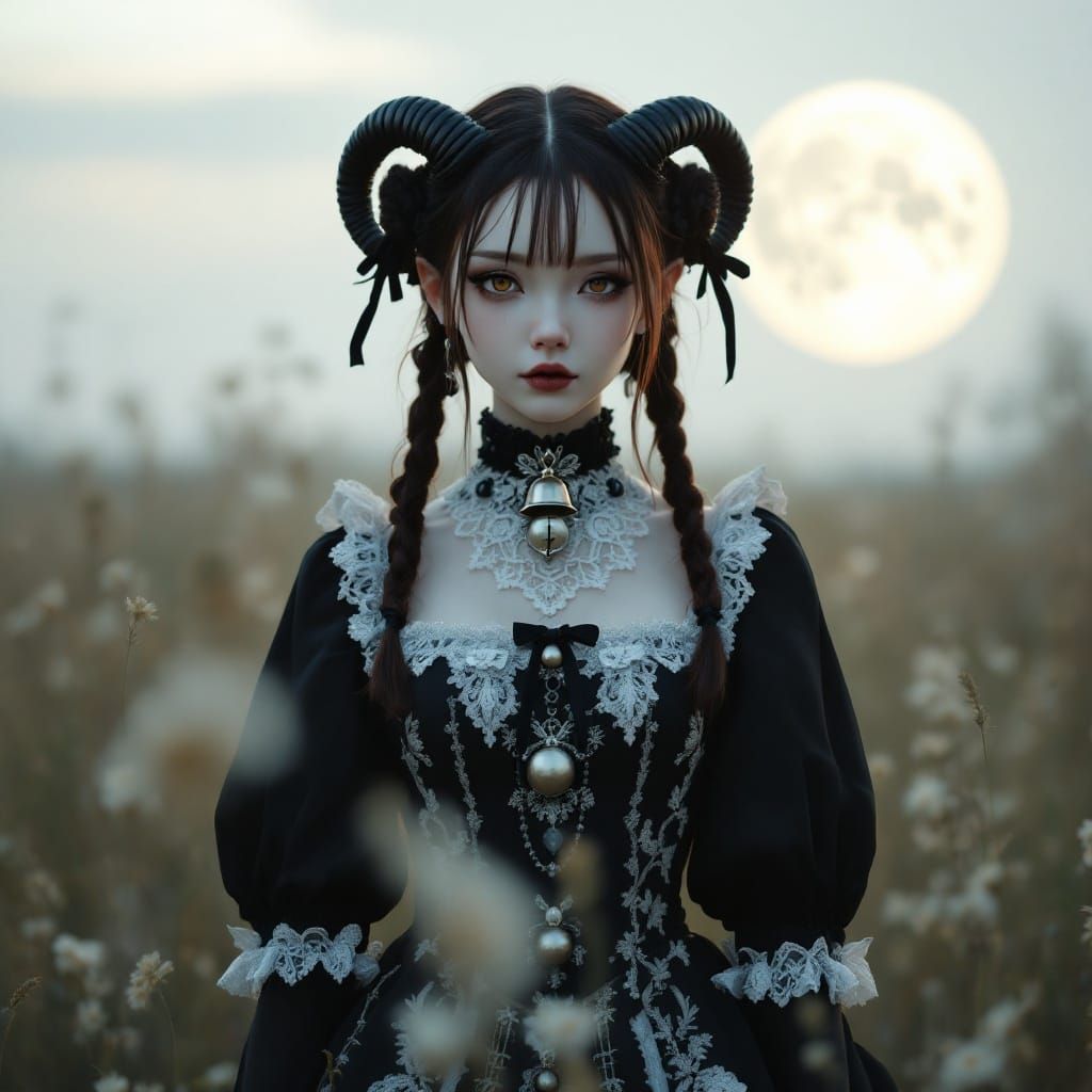Gothic Lady in Whimsical Cosplay Attire