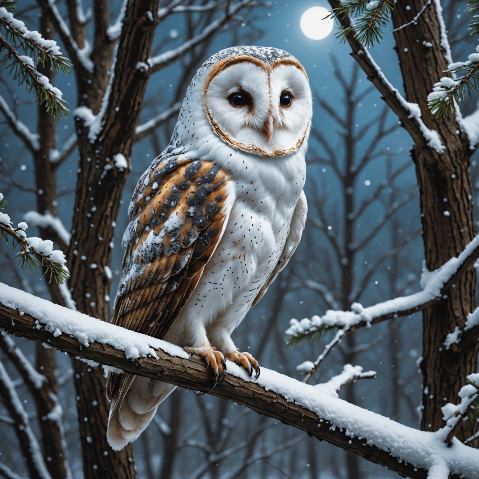Barn Owl with Orb: Intricate 3D Render