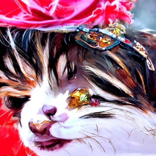 Fluffy Cat Portrait in Classical Style