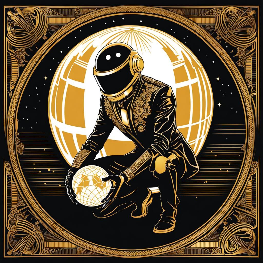 Ornate Daft Punk Guy-Manuel Holds Planet