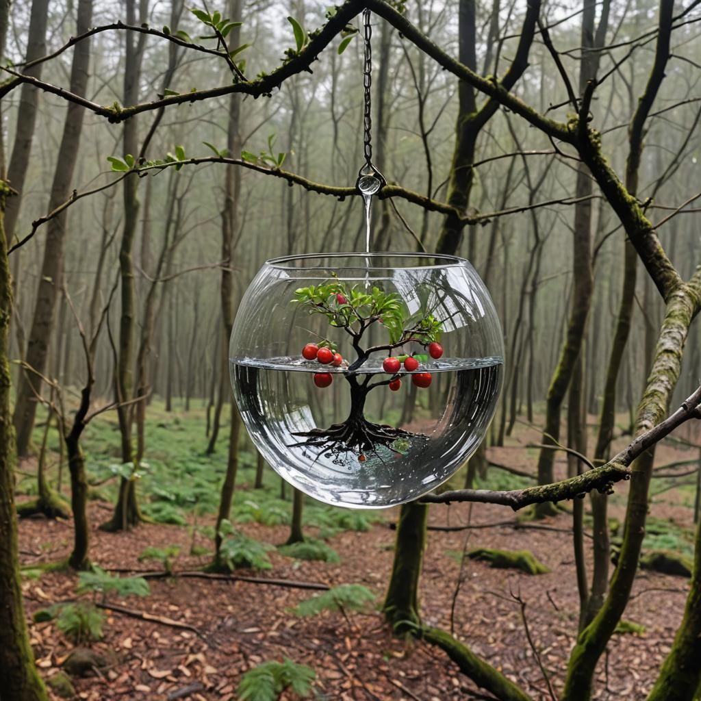 Water Drop Terrarium Hanging from Branch
