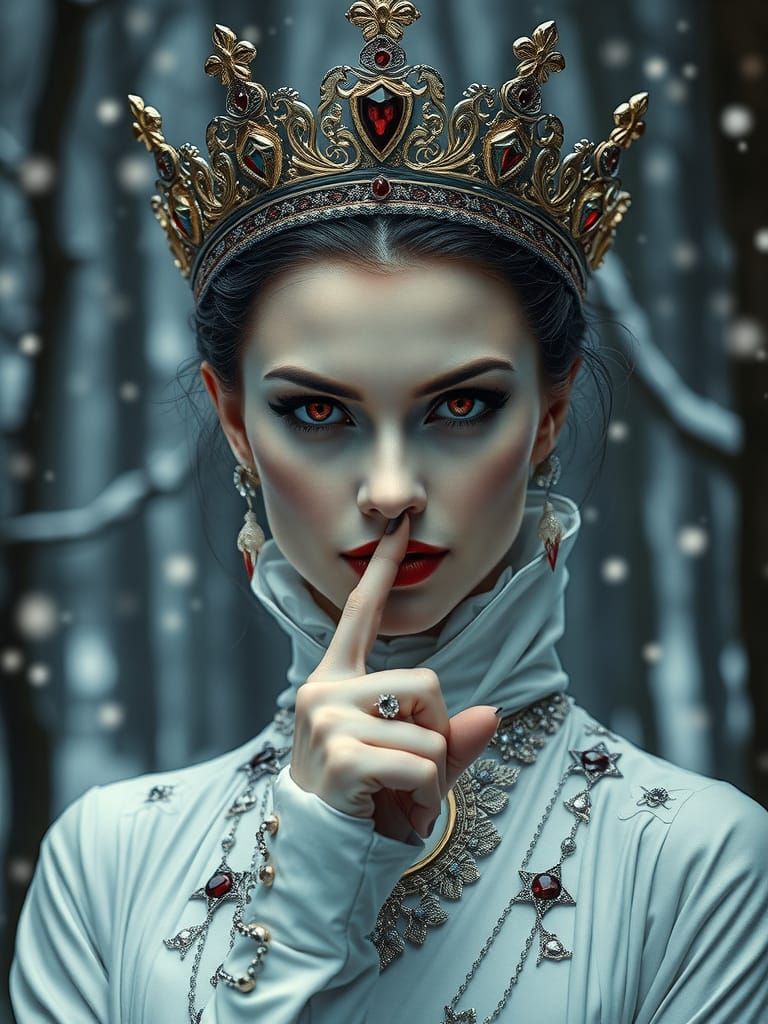 Vampire Queen in Winter Forest, Regal Menace