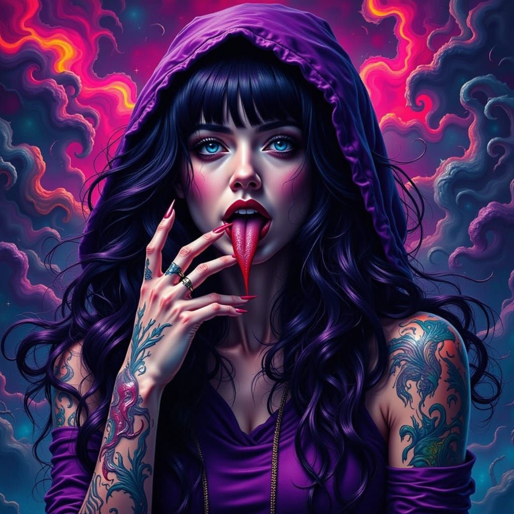 Goth Punk Goddess in Comic Style