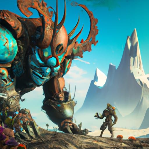 Hill Giant vs Cyclops in Detailed Matte Painting