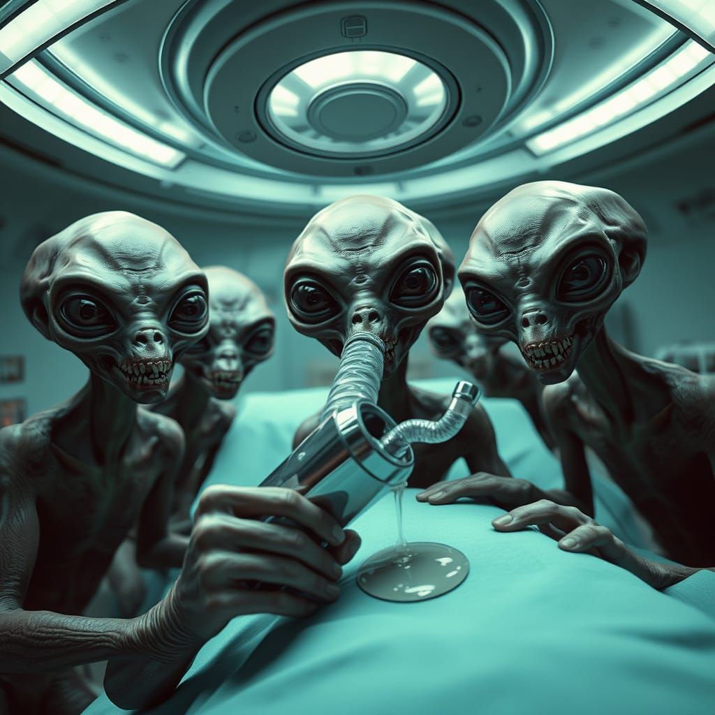 Aliens in Medical Gown, Doctor's Head Mirror, and Cigar Tube...