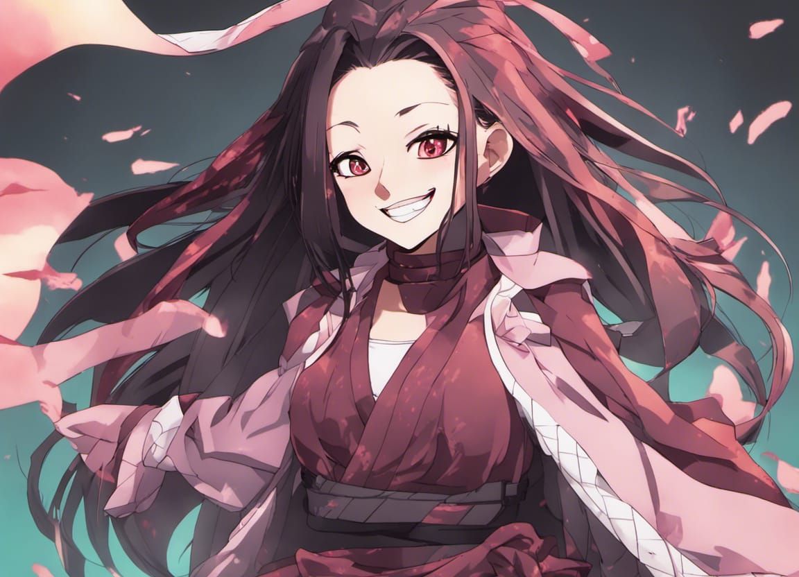 Cute Smiling Nezuko Banner from Demon Slayer