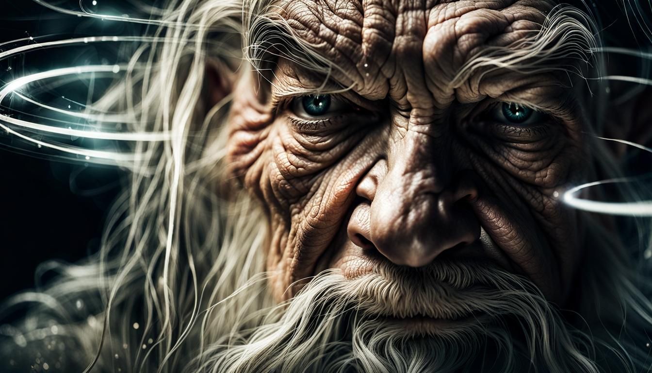 Gandalf Portrait with Wisps and Cinematic Lighting