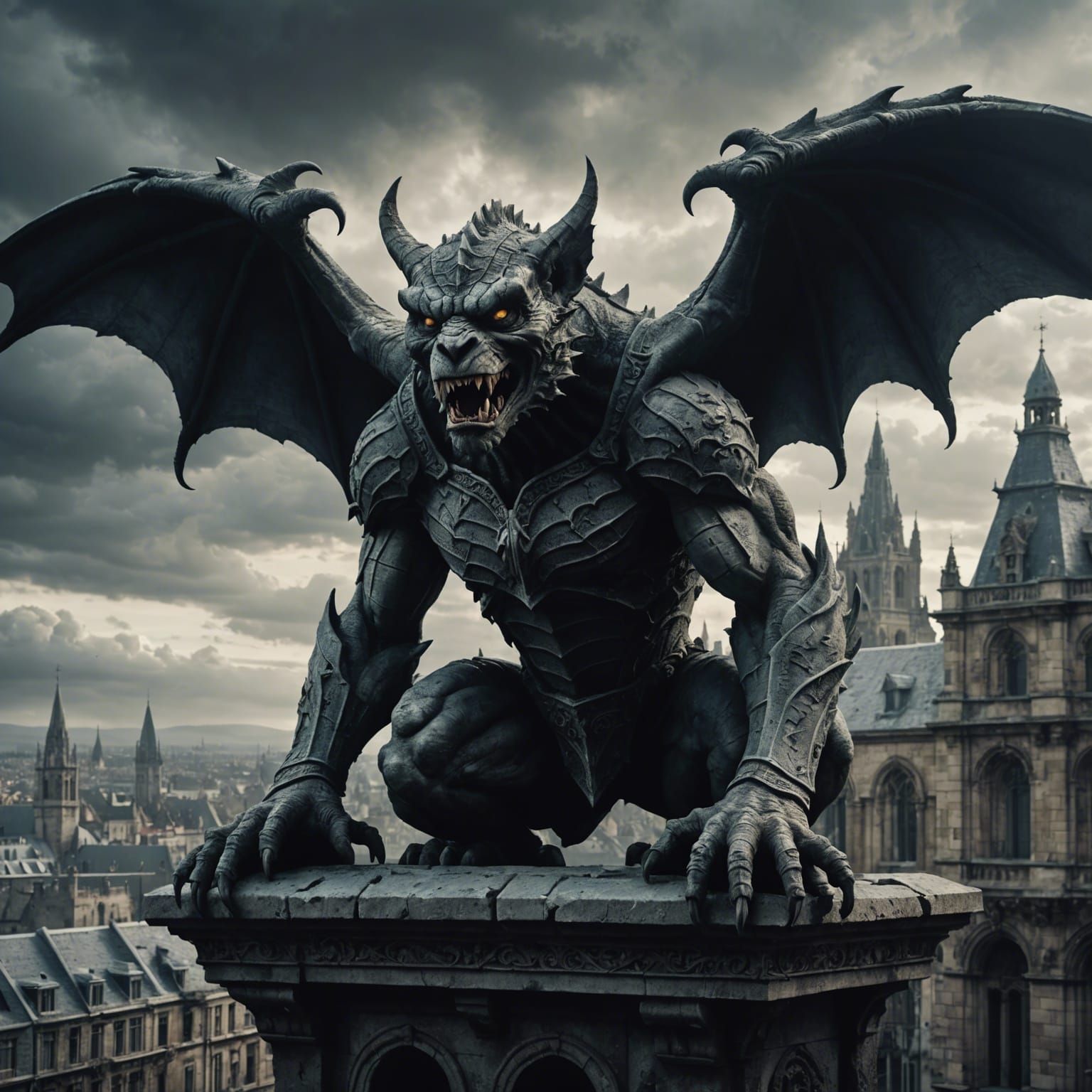 Gargoyle Attack: A Cinematic Digital Painting