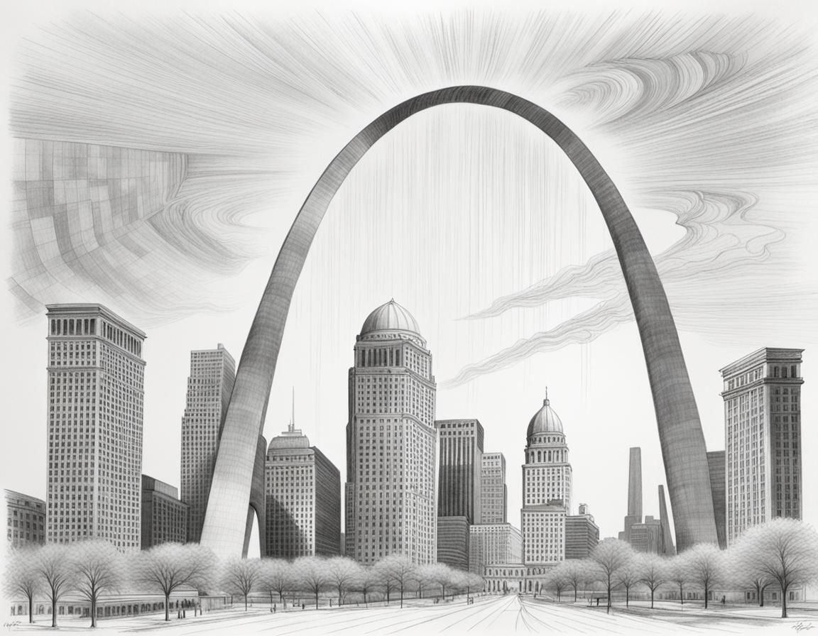 Gateway Arch: Silverpoint Sketch in 3D Optical Illusion