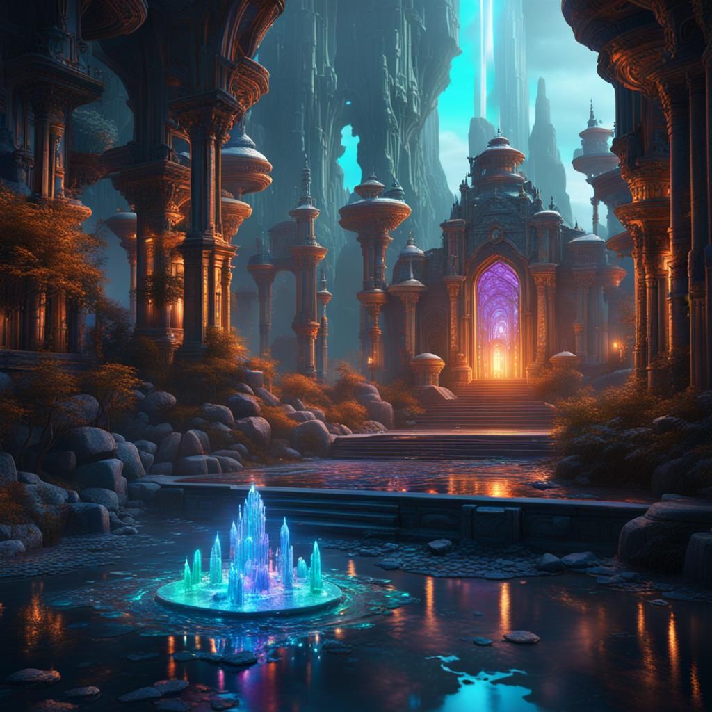 Intricate Hologram Concept Art in Detailed Painting