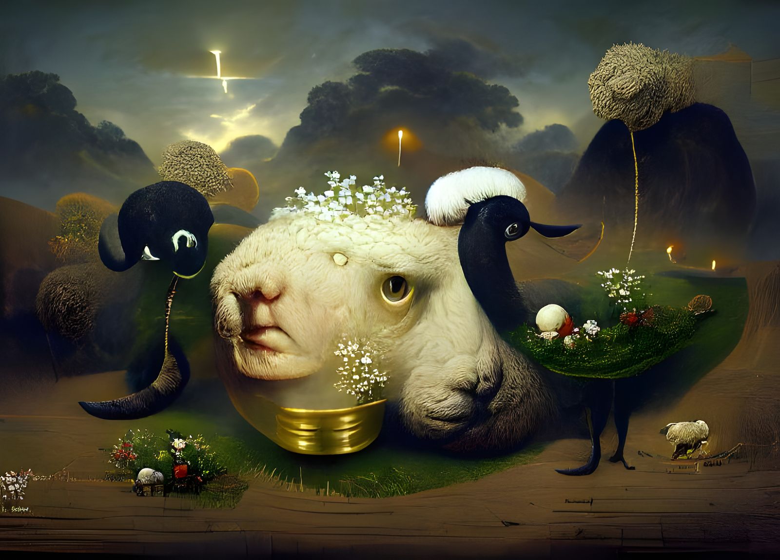 Mary's Lamb: A Detailed Digital Illustration