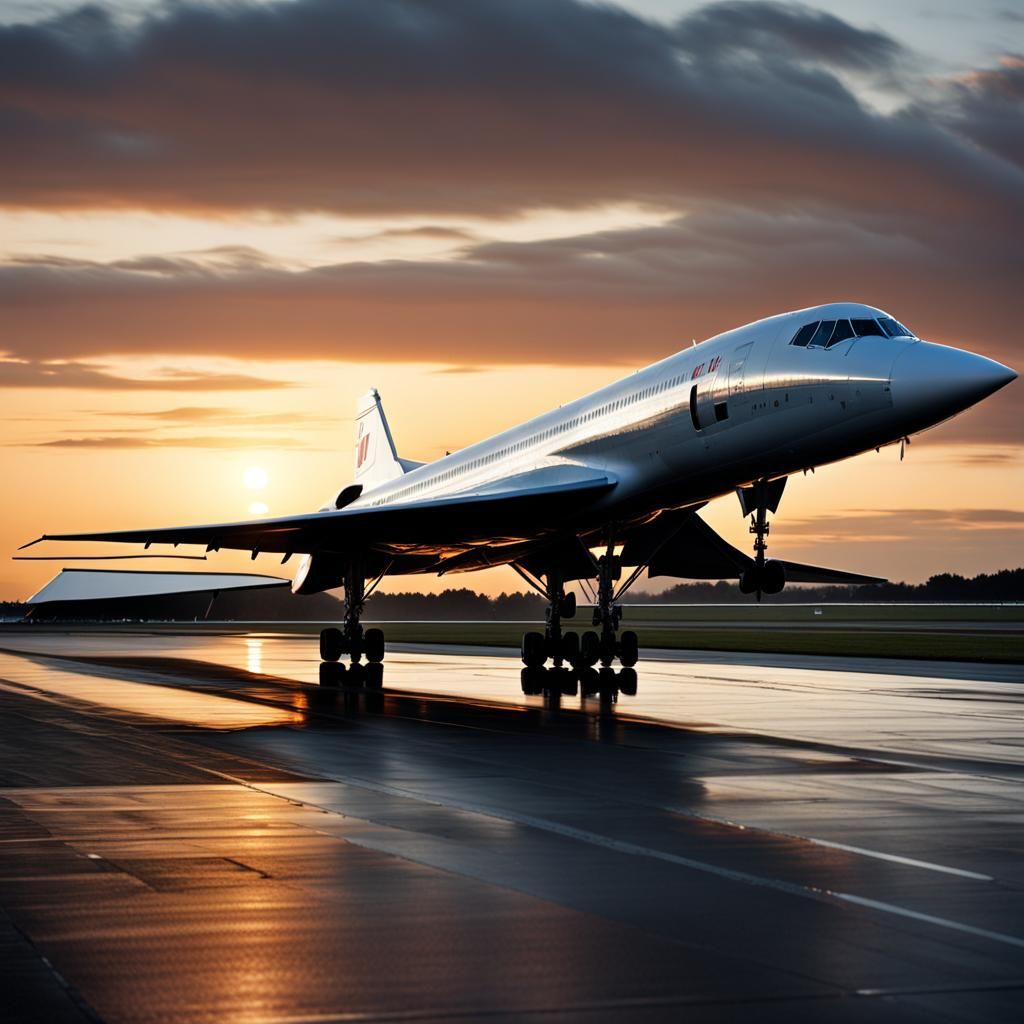 Concorde on Runway at Sunset: HDR Photography
