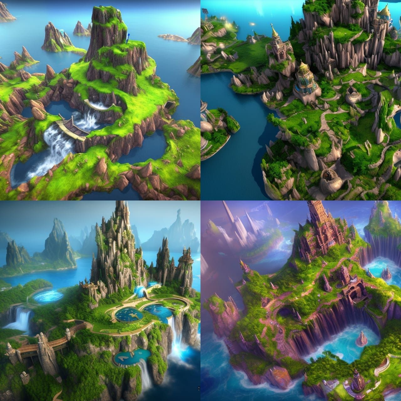 Fantasy Planet with Atlantis City in 3D