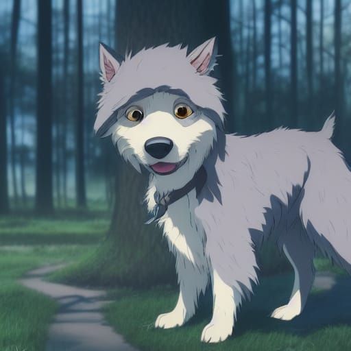 Anime Dog-Human in Studio Ghibli Style