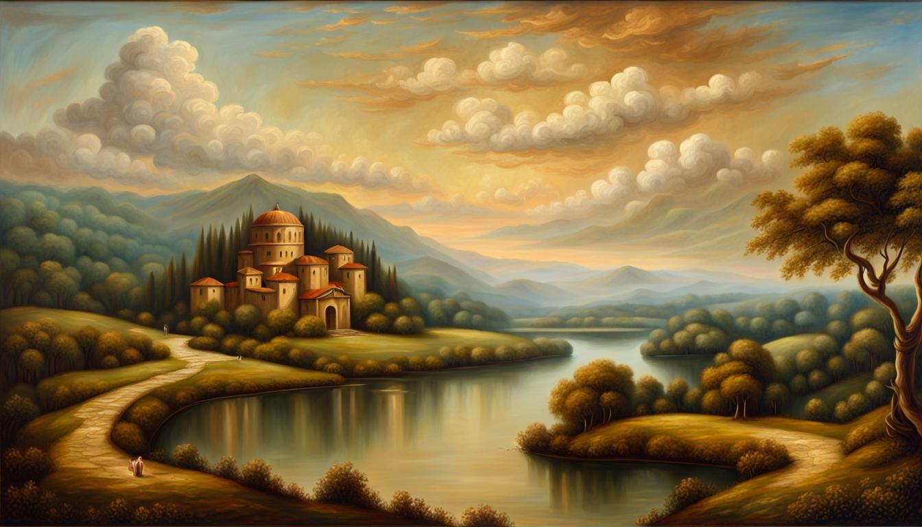 Angelic Landscape in Leonardo da Vinci Style