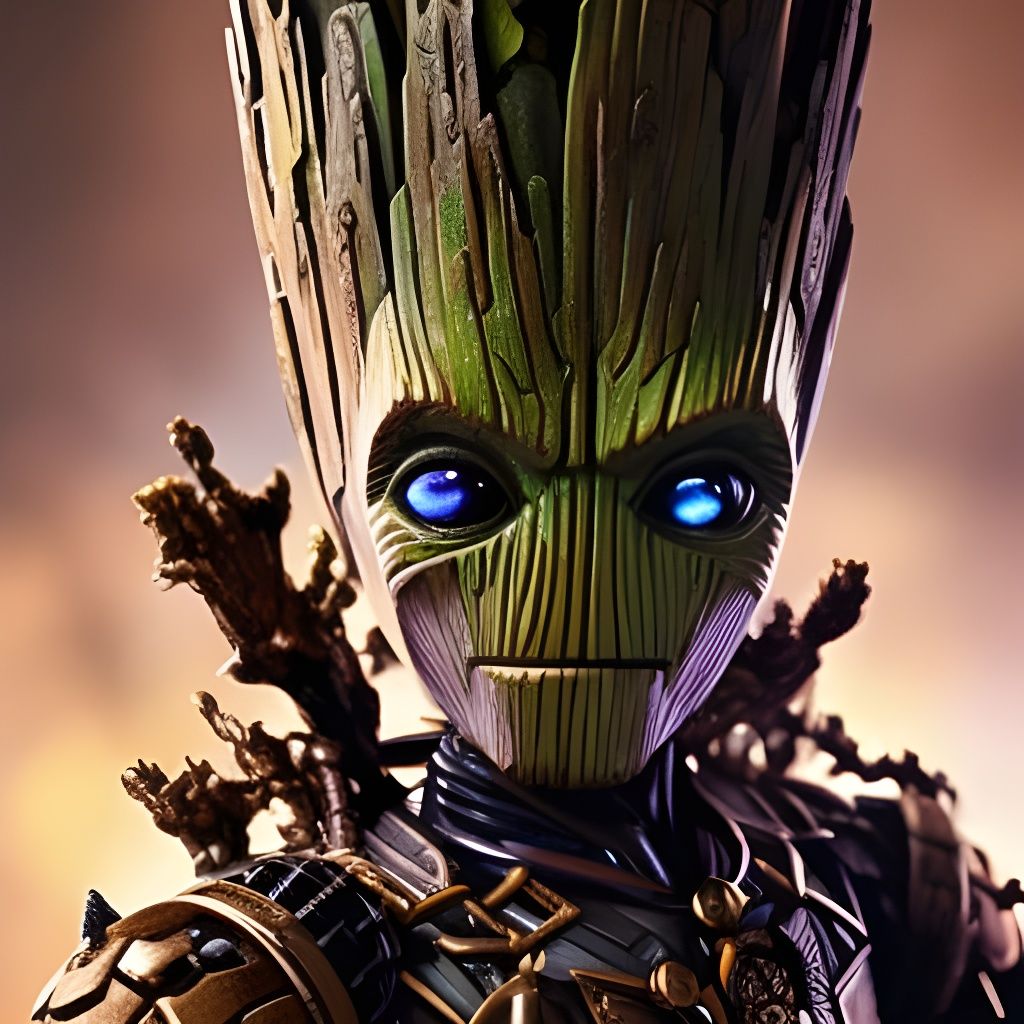 Steampunk Groot Portrait in Detailed Matte Painting