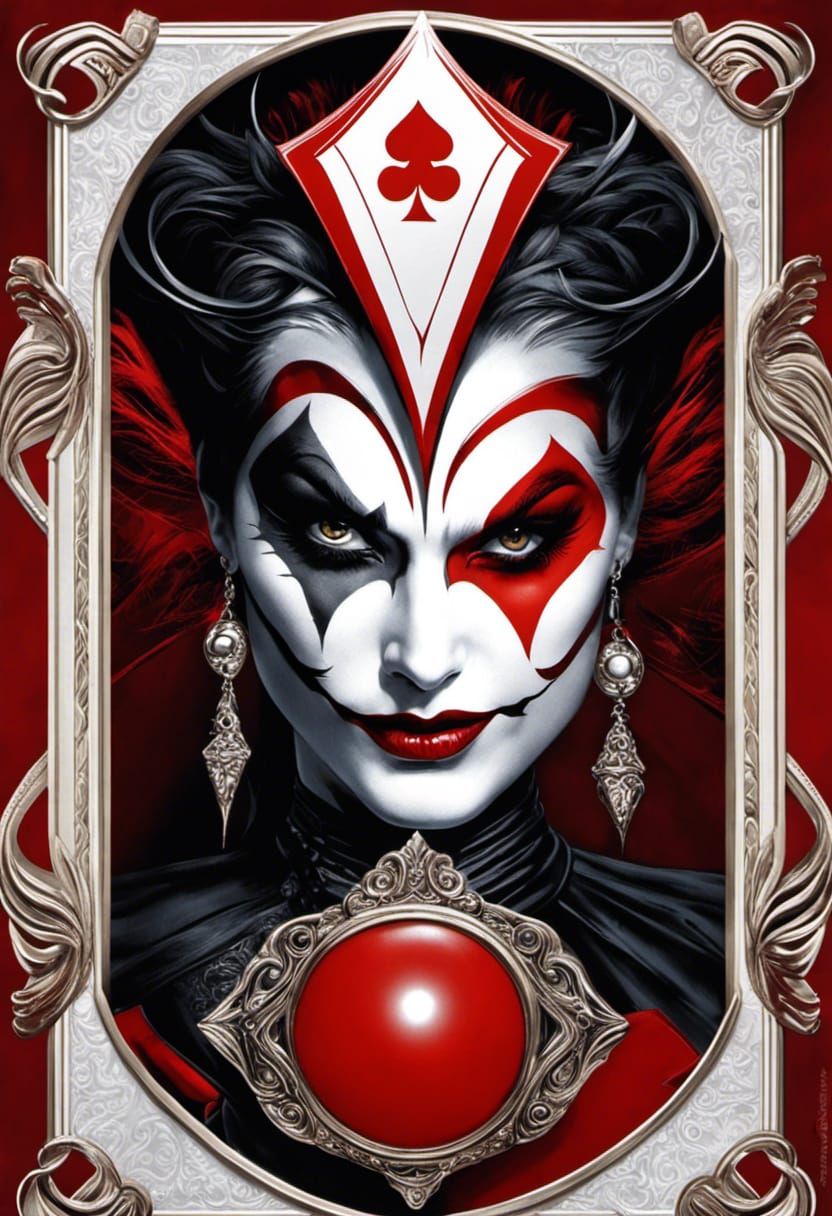 Demonic Joker Playing Card in Hyperreal Biopunk Style