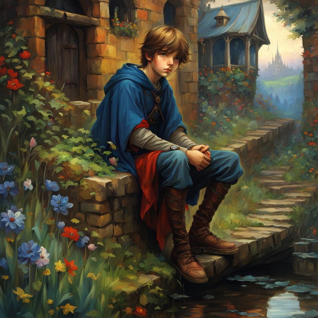 Melancholy Boy in Medieval Fantasy Art