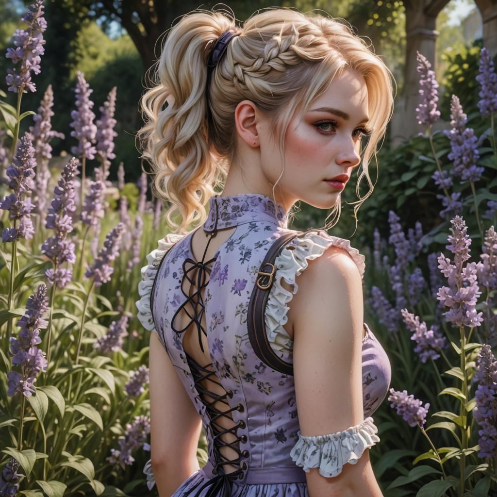 Steampunk Portrait of Woman in Lavender Dress