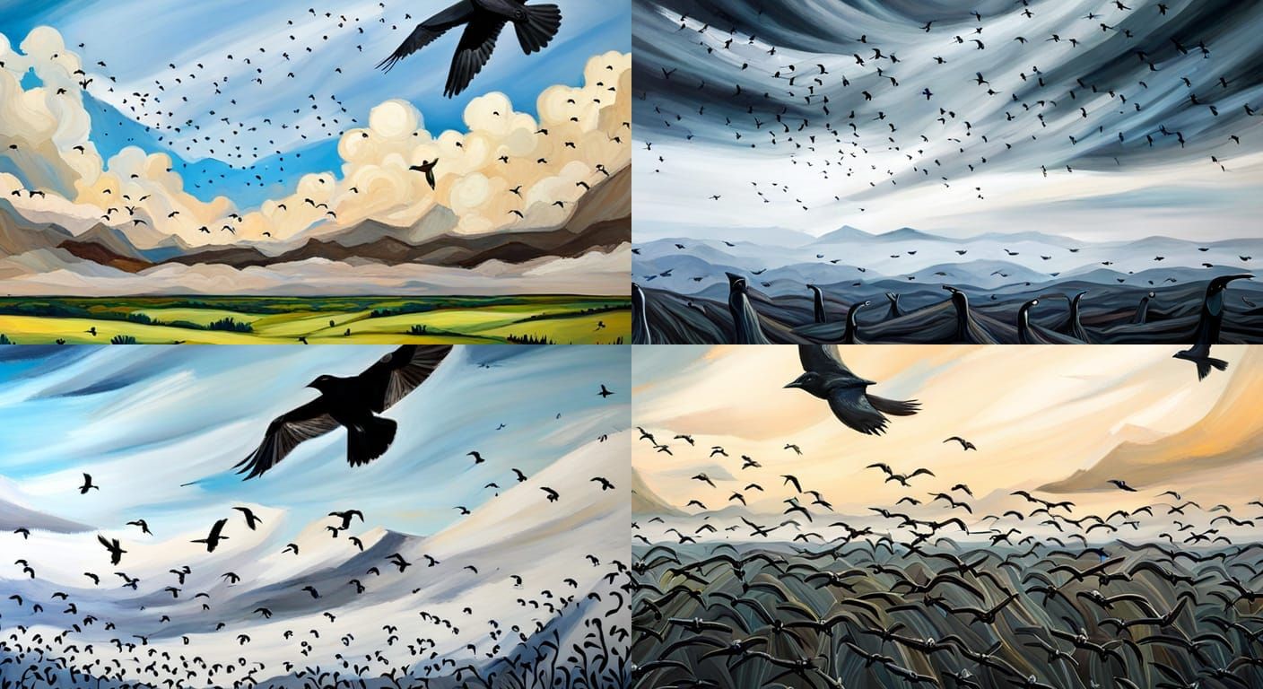 Drone Blackbirds: Acrylic Action Shot