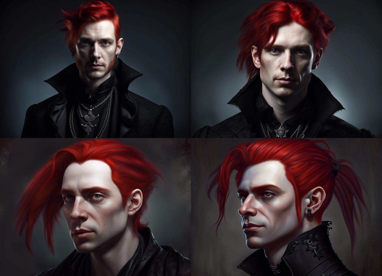 Gothic Man with Red Hair Portrait