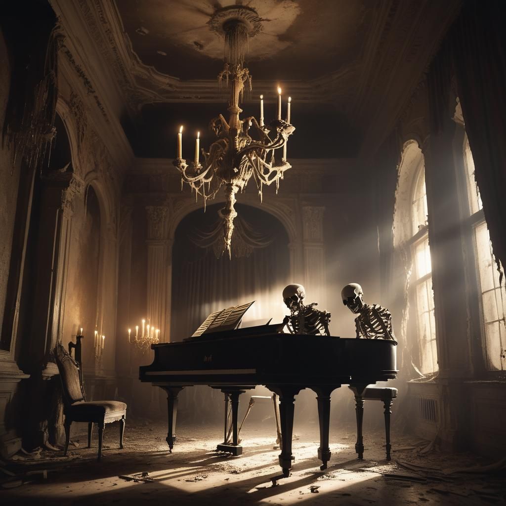 Skeletal Spirit's Ballad in Gothic Horror Style