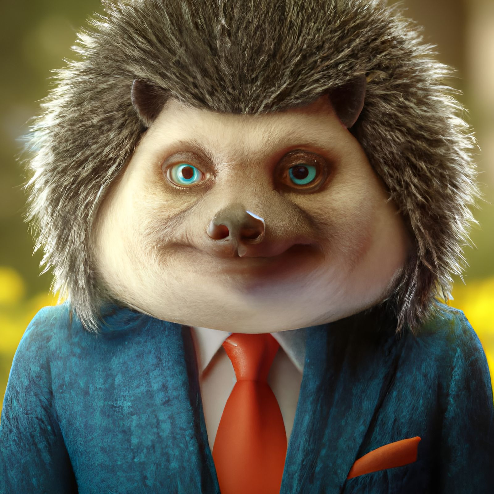Hedgehog in Suit: 3D Rendered Concept Art