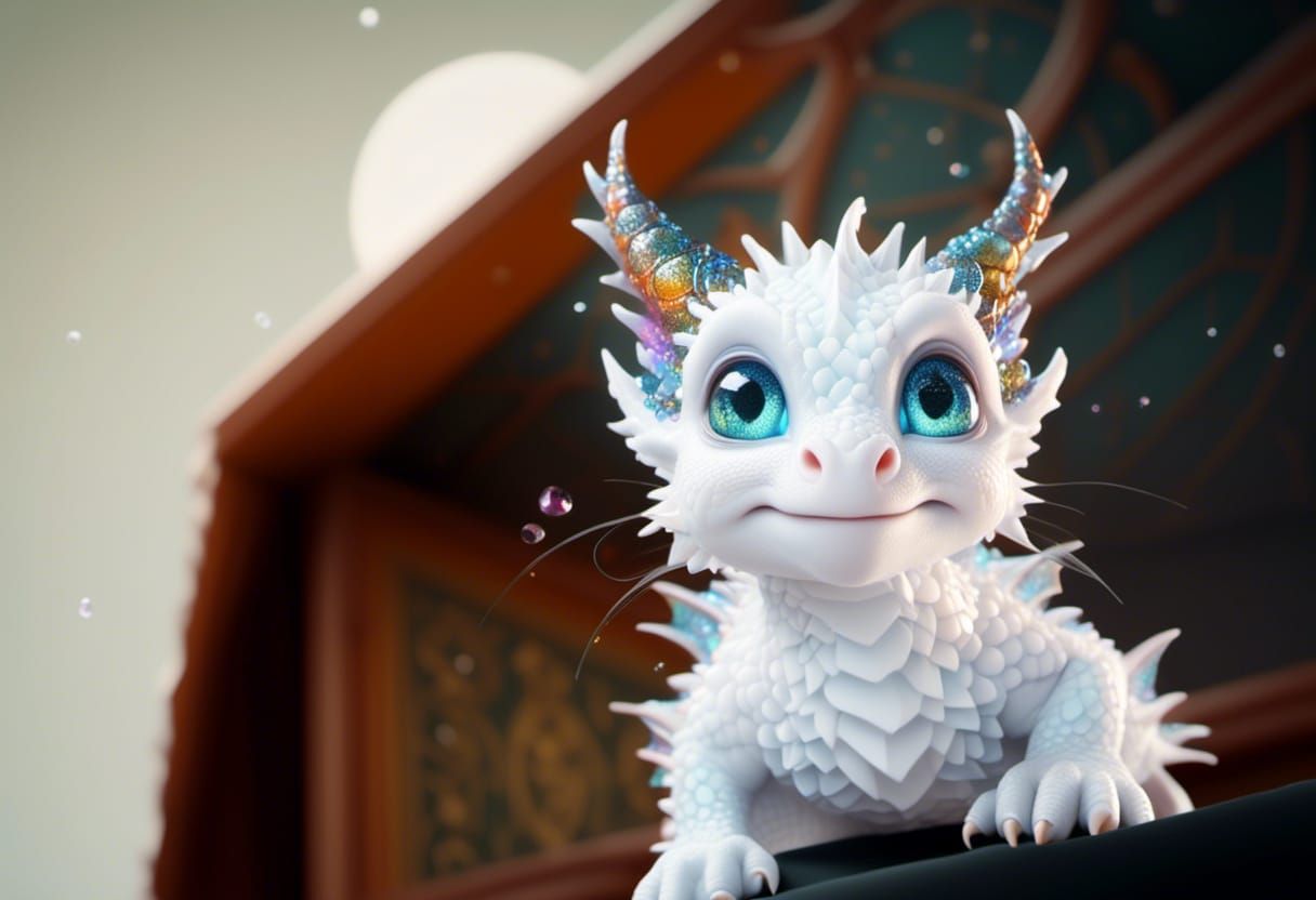 Crystal Dragon Hatchling in Digital Matte Painting Style